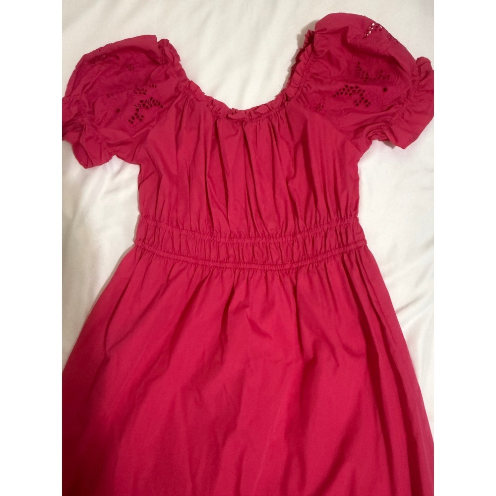 Ashley‎ & Sage Pink Eyelet Puff Sleeve Smocked Tiered Maxi Dress Womens L - Picture 2 of 11